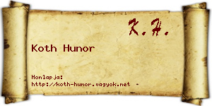 Koth Hunor névjegykártya